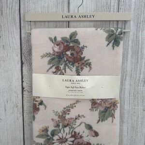 Laura Ashley Throw Blanket 50x70 Cream Floral Super Soft Faux Mohair Cottage